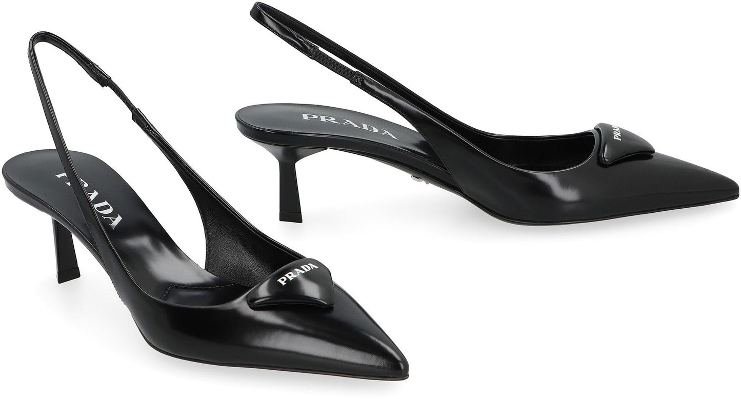 Prada Leather Pointy-Toe Slingback