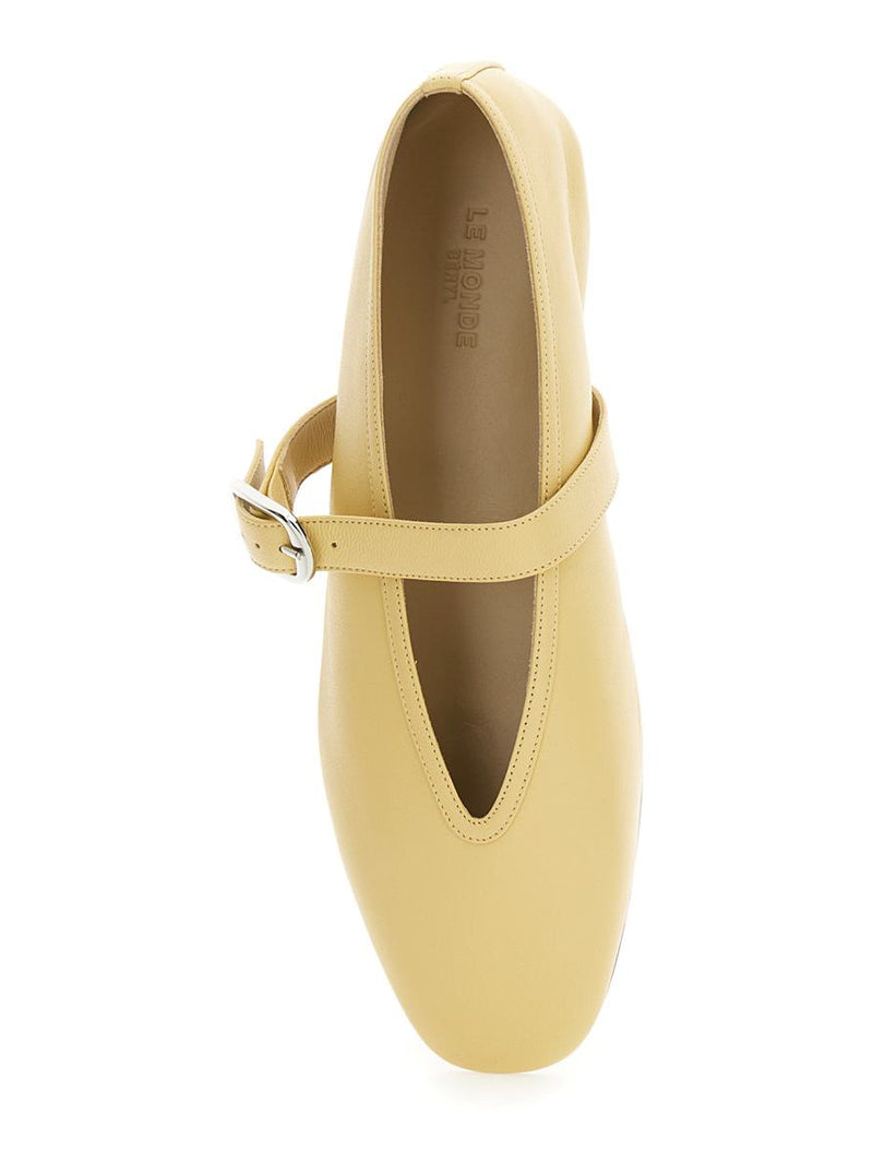 'Stella' Yellow Ballerinas With With Buckle Strap In Leather Woman