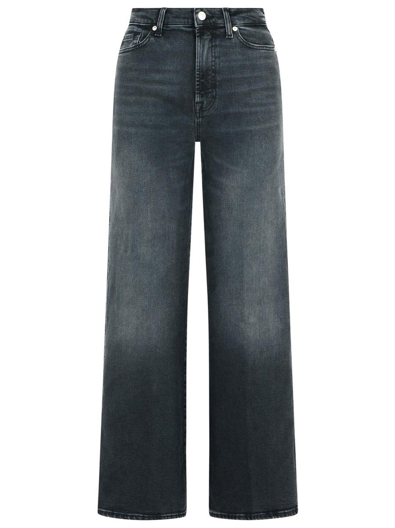 7 For All Mankind Black Cotton Blend Jeans