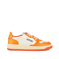 Autry Orange White Two-Tone Leather Medalist Low Sneakers