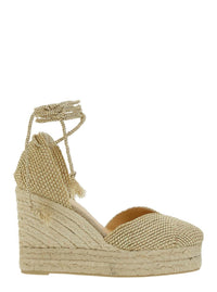 'Cora' Beige Wedges With Lace-Up Closure In Fabric Woman
