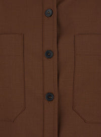Brown Shirt With Classic Collar And Patch Pockets In Cotton Blend Woman