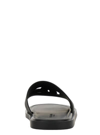 Black Sandals With Logo Detail In Rubber Man