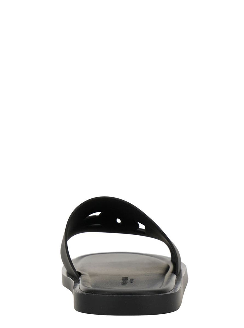 Black Sandals With Logo Detail In Rubber Man
