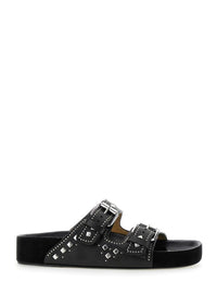'Lennyo' Black Sandals With Stud Embellishments And Moulded Footbed In Leather Woman