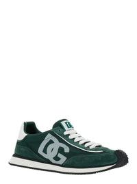 'Cushion' Green Sneakers With Logo Patch On The Tongue And Logo Detail On The Side In Suede And Fabric Man