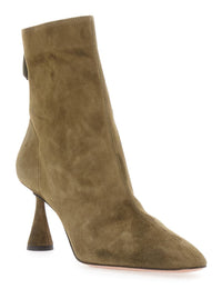 'Amore' Green Ankle Boots With Zip Closure And High Sculpted Heel In Suede Woman