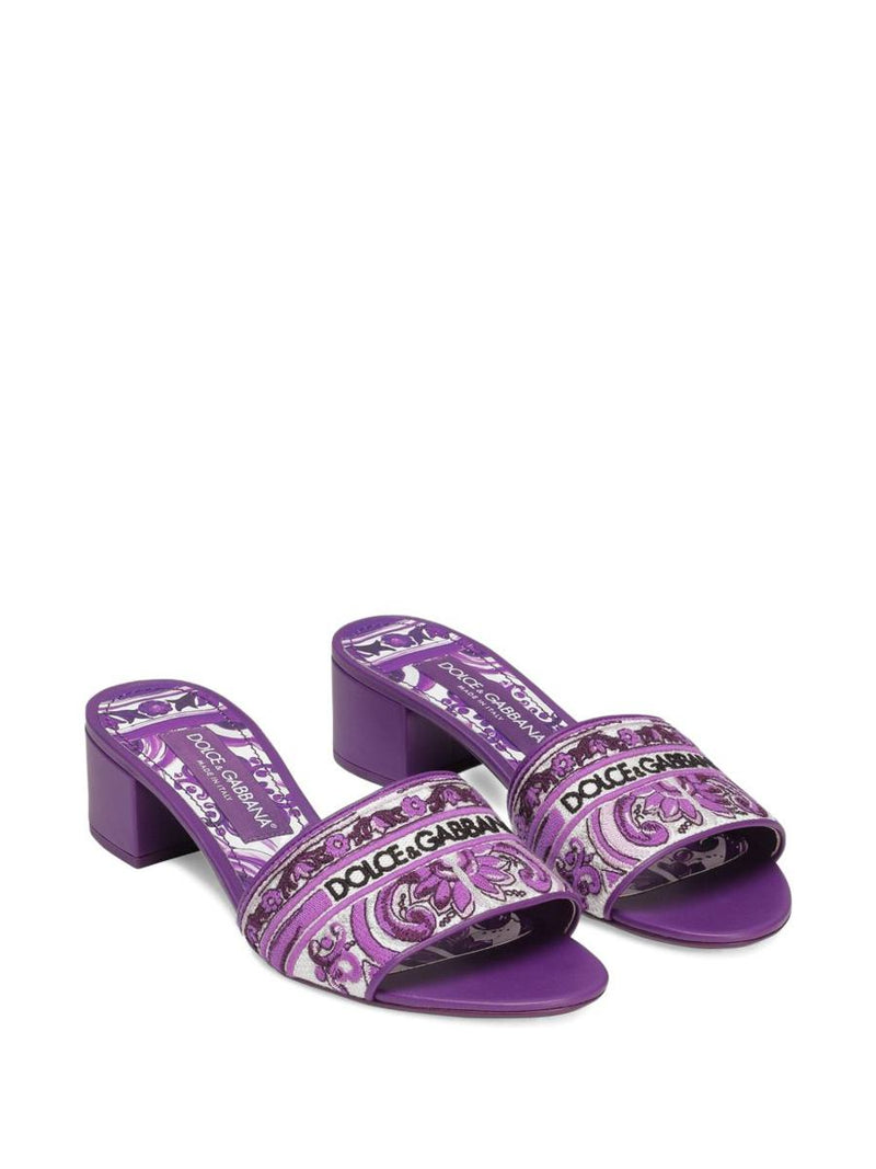 Dolce & Gabbana Maiolic Print Slide Sandals