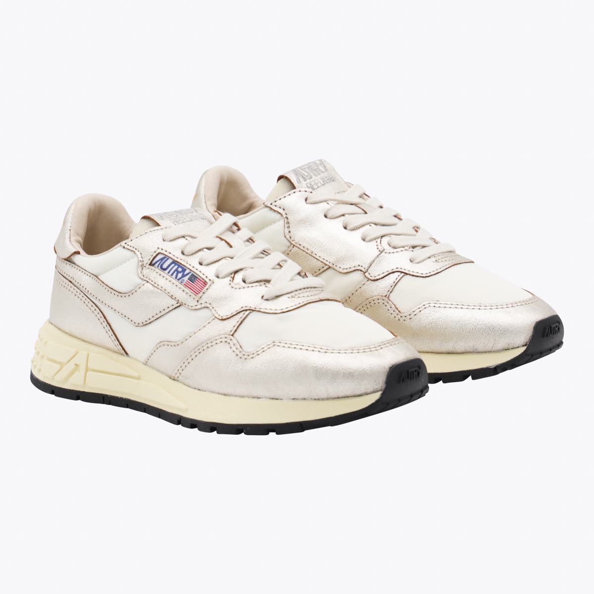 Autry White And Gold Leather Reelwind Sneakers