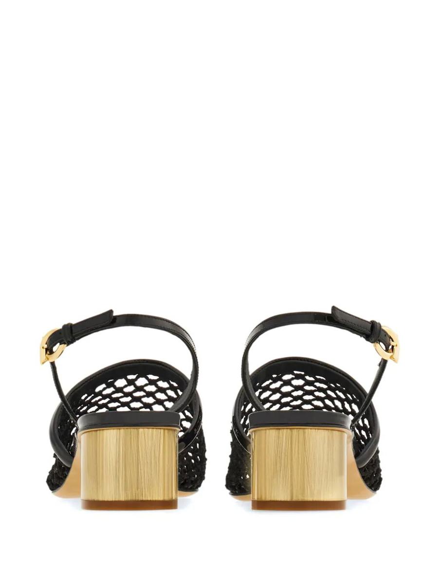 Salvatore Ferragamo Kay 40 Mesh And Leather Slingback Shoes