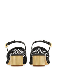 Salvatore Ferragamo Kay 40 Mesh And Leather Slingback Shoes