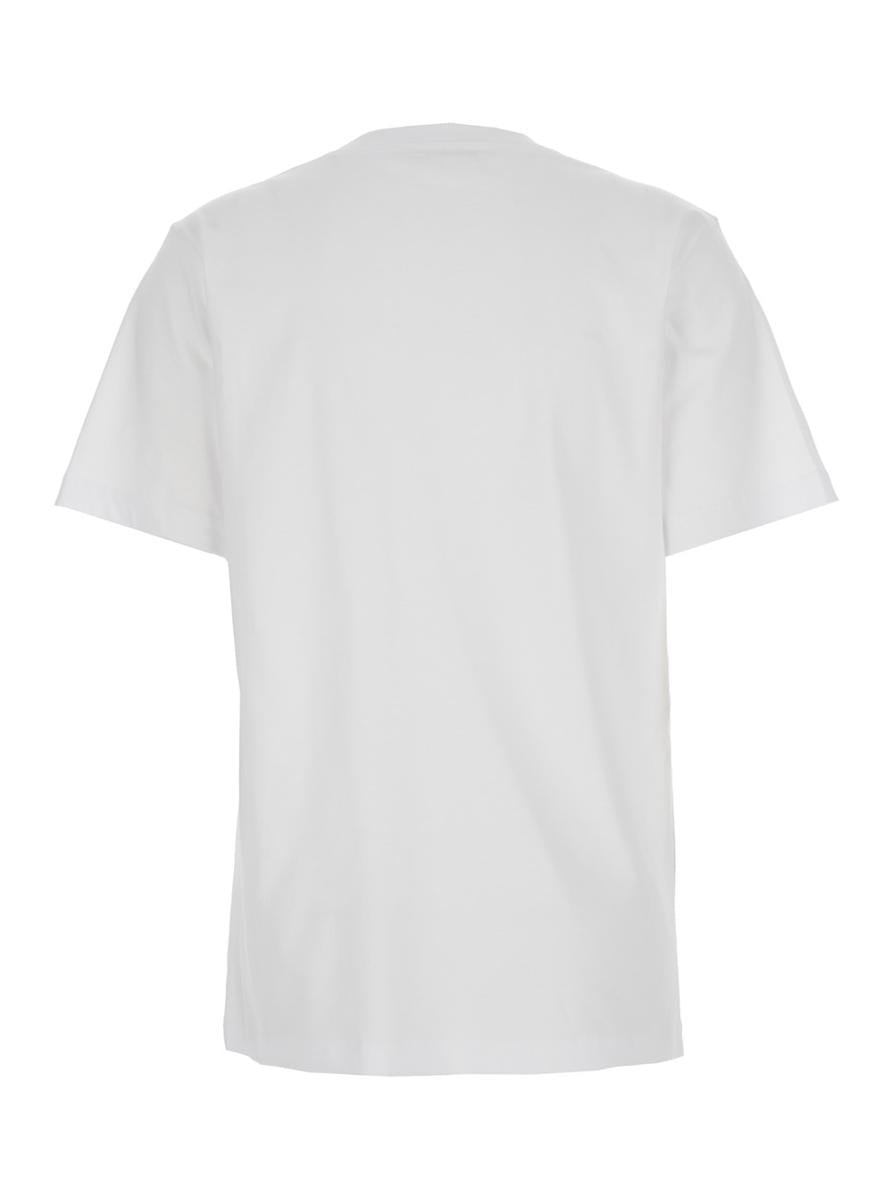 White Crewneck T-Shirt With Logo Patch On The Front In Cotton Woman