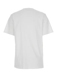 White Crewneck T-Shirt With Logo Patch On The Front In Cotton Woman