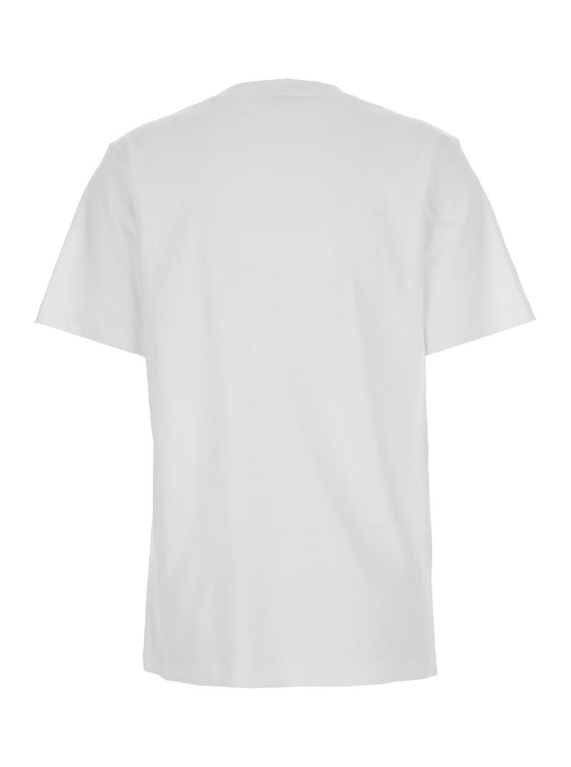 White Crewneck T-Shirt With Logo Patch On The Front In Cotton Woman