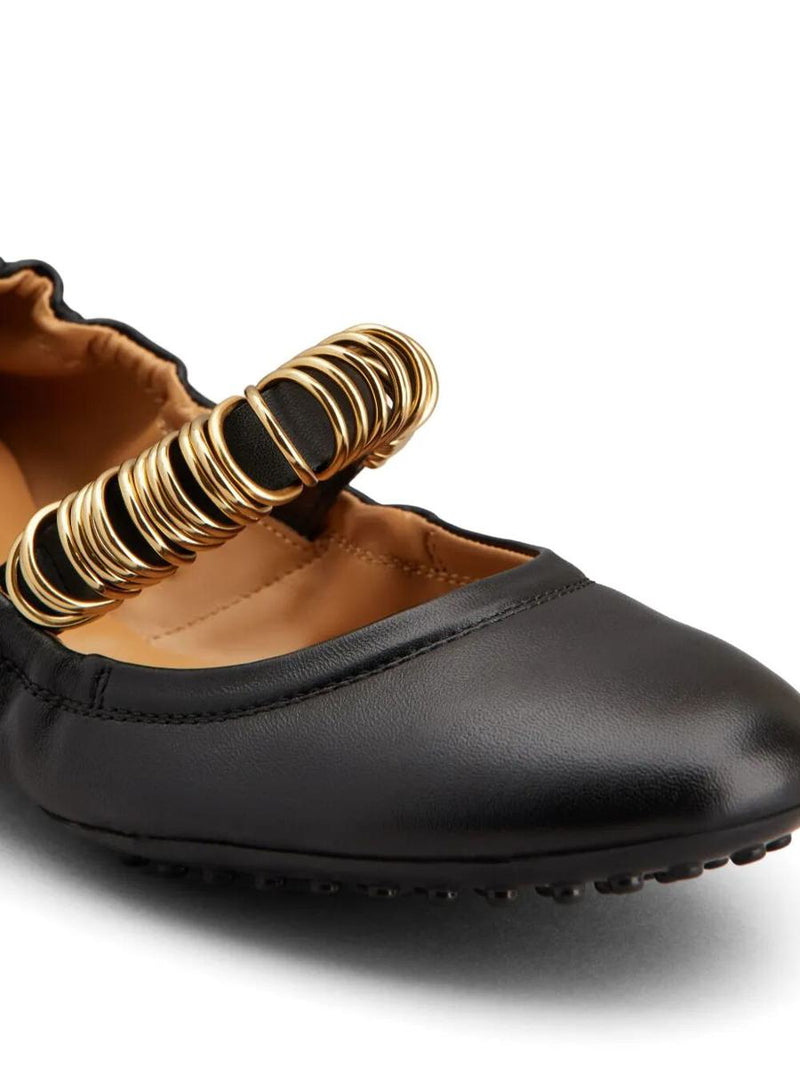 Tod'S Metallic Rings Strap Nappa Leather Ballerinas Shoes