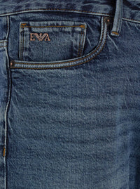 Blue Jeans With Belt Loops And Logo Patch On The Rear In Denim Man