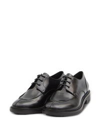 Saint Laurent Smooth Leather Linen Derbies Shoes