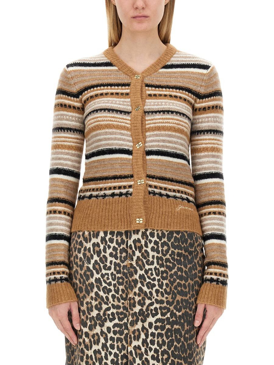 Ganni Cardigan With Stripe Pattern