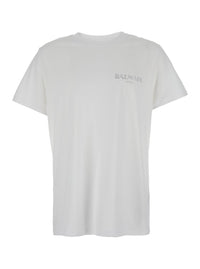 White Crewneck T-Shirt With Logo Lettering On The Front In Cotton Man
