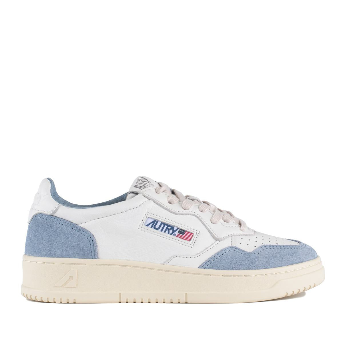Autry White And Light Blue Leather And Suede Medalist Low Sneakers