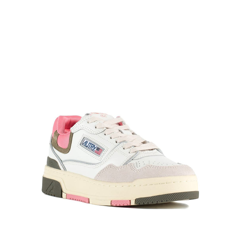 Autry Clc Low Sneakers In Leather And Suede Color White And Geranium