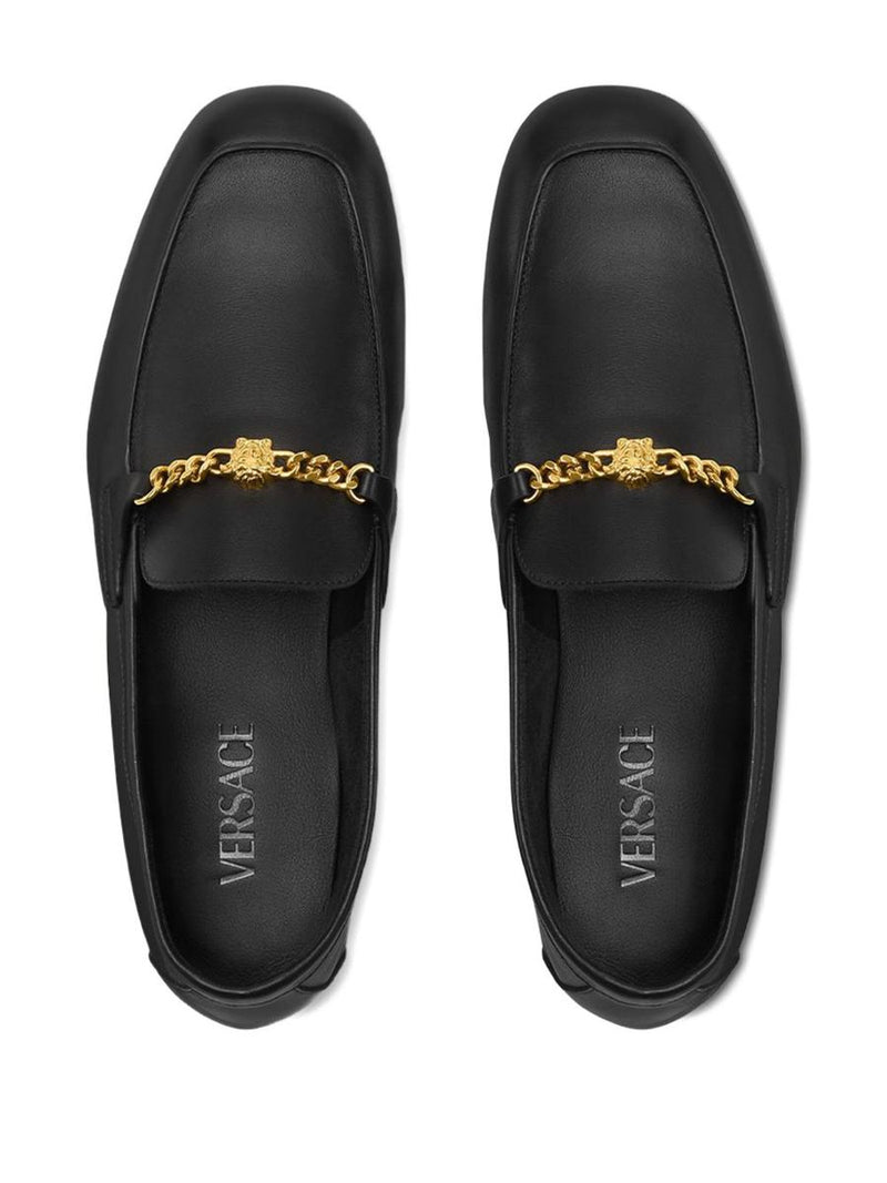 Versace 'Medusa' Black Leather Loafers
