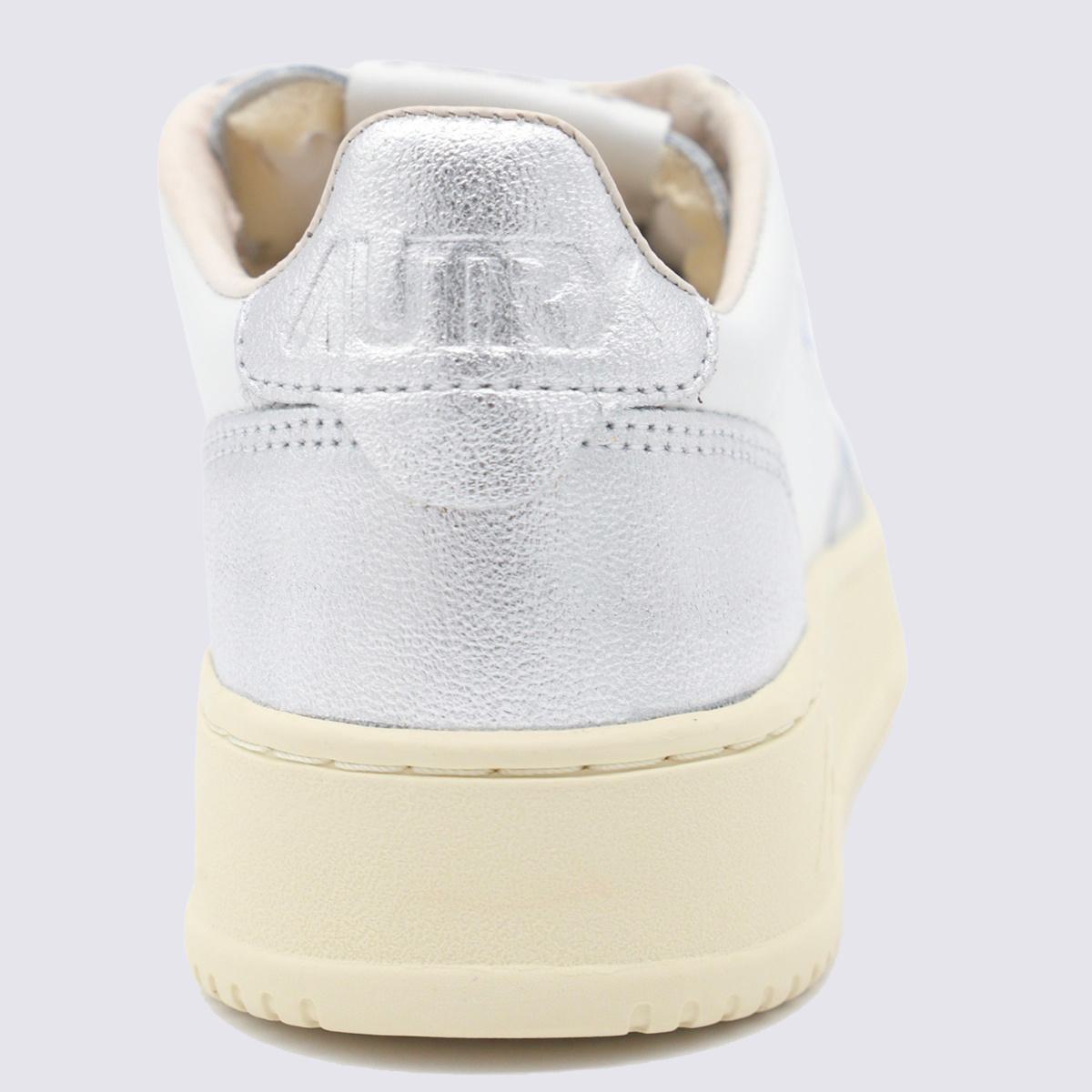Autry White And Silver Leather Medialist Sneakers
