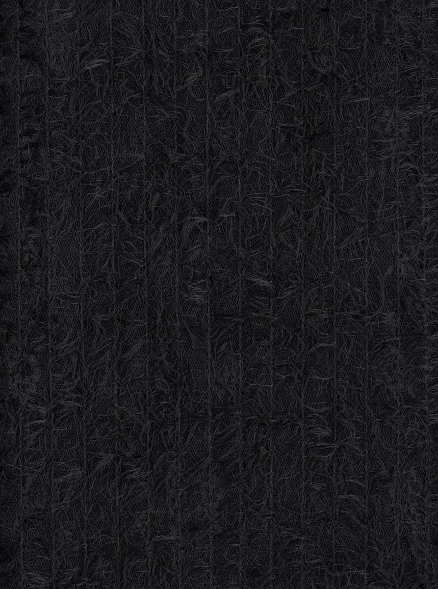 Black Turtleneck Dress With Fringes All-Over In Fabric Woman