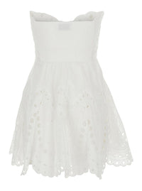 'Bail' White Dress With Sweetheart Neckline And Scalloped Edges In Cotton Blend Woman