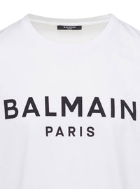 White Crewneck T-Shirt With Contrasting Logo Lettering Print In Cotton Man