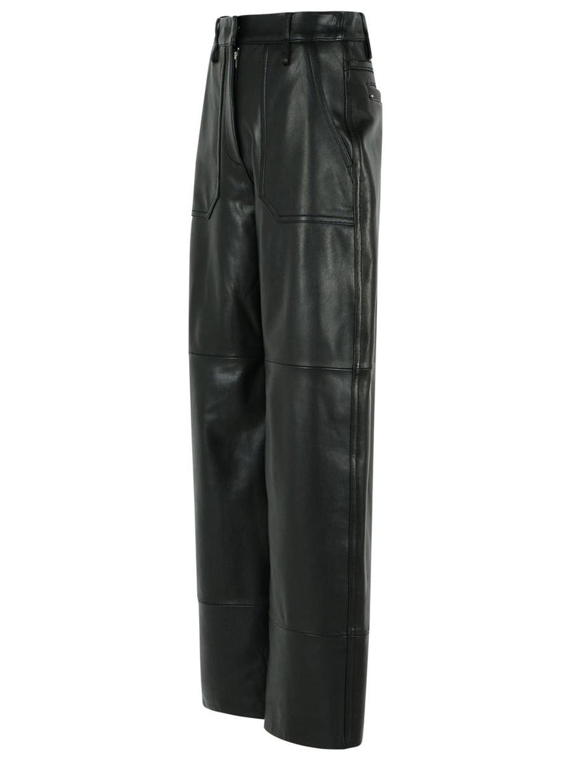 Sportmax 'Garbo' Black Nappa Leather Pants