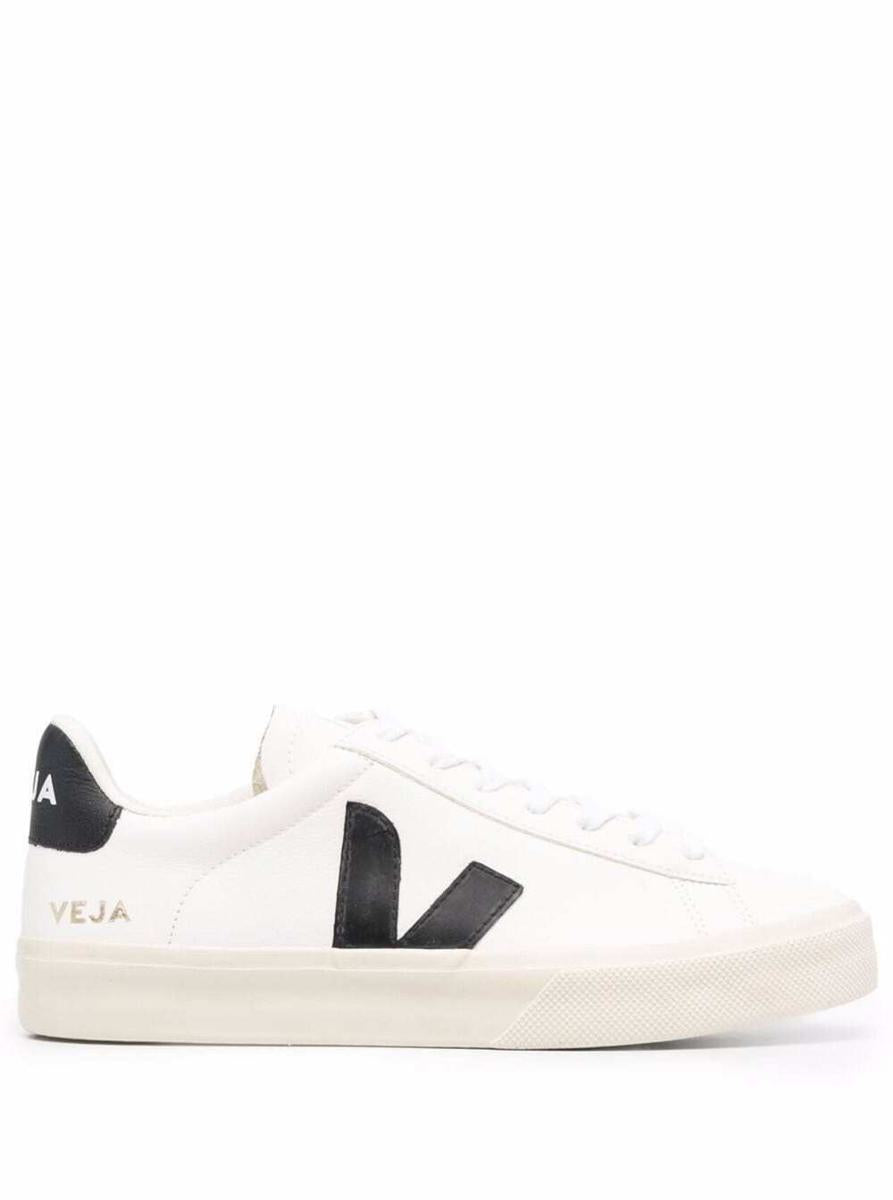 'Campo' White And Black Low Top Sneakers In Vegan Leather Unisex