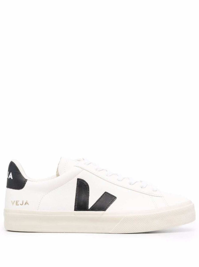 'Campo' White And Black Low Top Sneakers In Vegan Leather Unisex