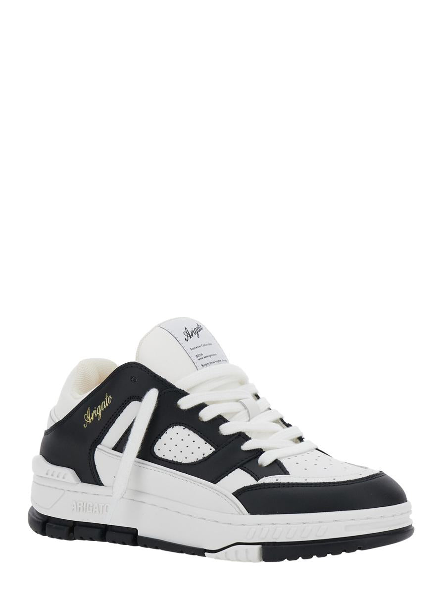 'Area Lo' Black And White Low Top Sneakers With Laminated Leather In Leather Blend Woman