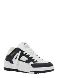 'Area Lo' Black And White Low Top Sneakers With Laminated Leather In Leather Blend Woman