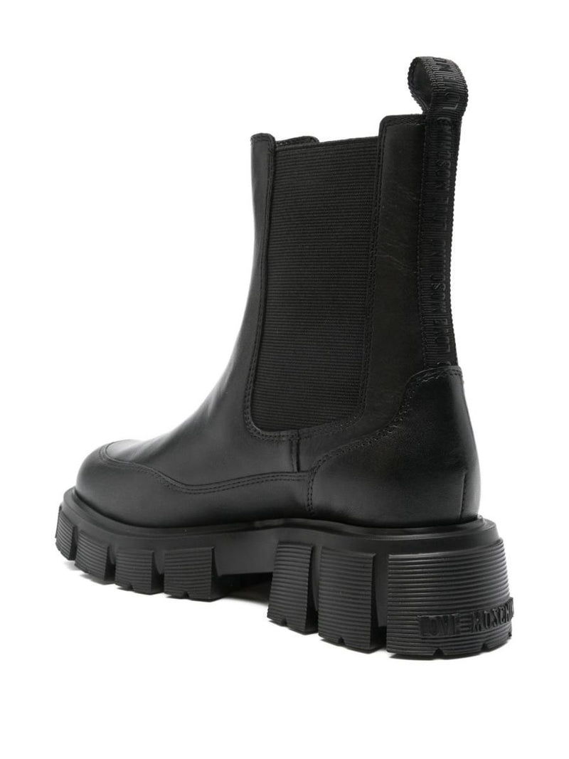 Love Moschino Black Calfskin Ankle Boots