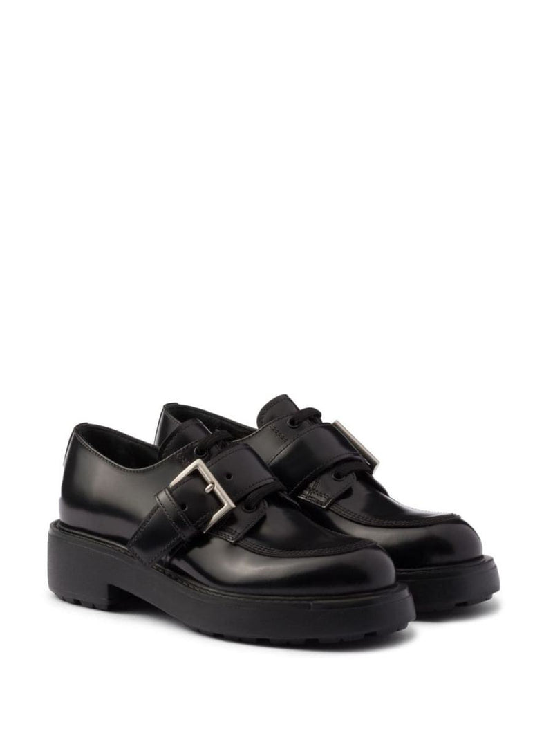 Prada Brushed Leather Lace-Up Shoes
