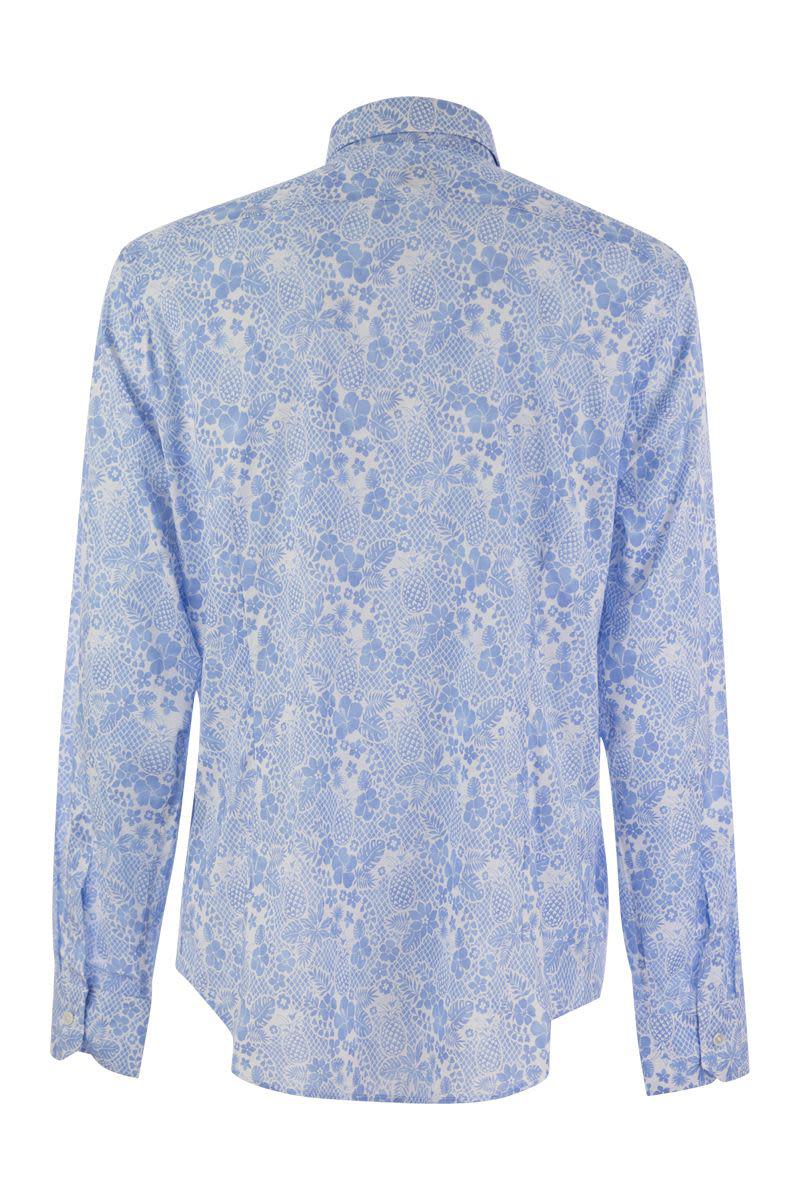 Fedeli Printed Stretch Cotton Voile Shirt