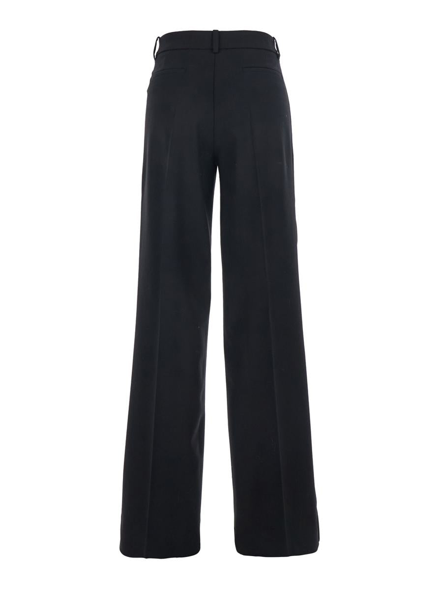 Black Pants With Wide Leg In Wool Stretch Woman