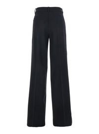 Black Pants With Wide Leg In Wool Stretch Woman