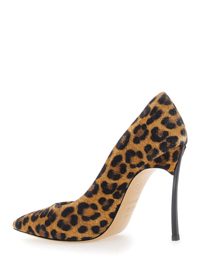 'Malesia' Brown Pumps With High Stiletto Heel And Leopard Motif In Suede Woman