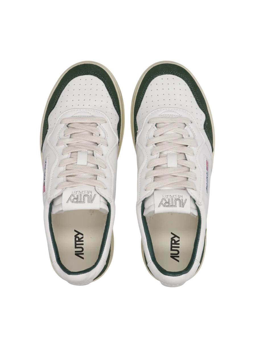 Autry Sneakers Medalist Low Man White And Bottle Green