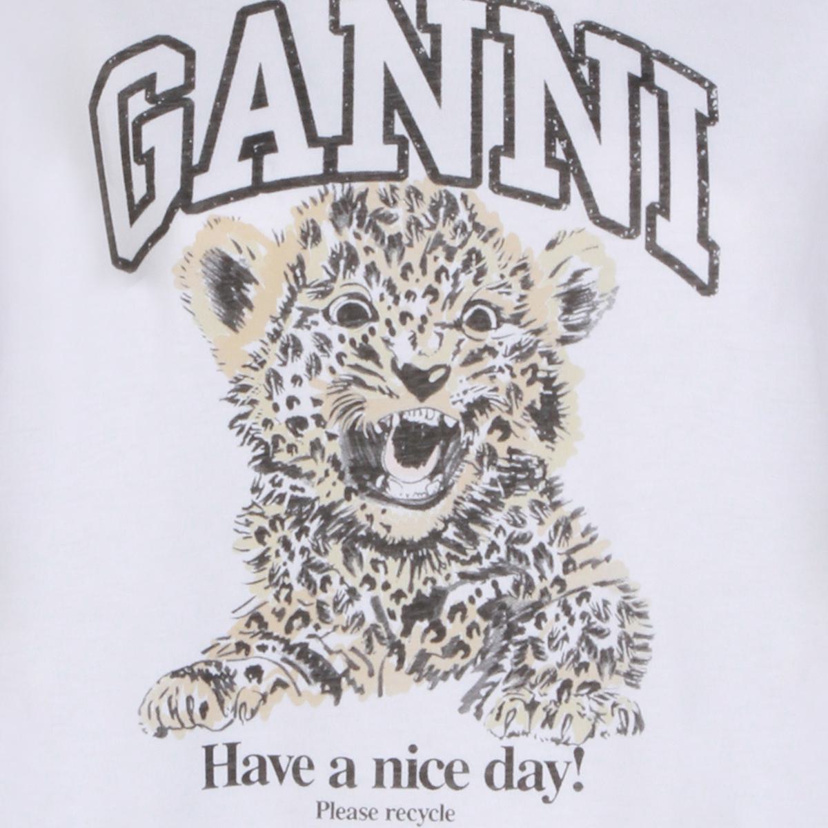 Ganni White Cotton T-Shirt