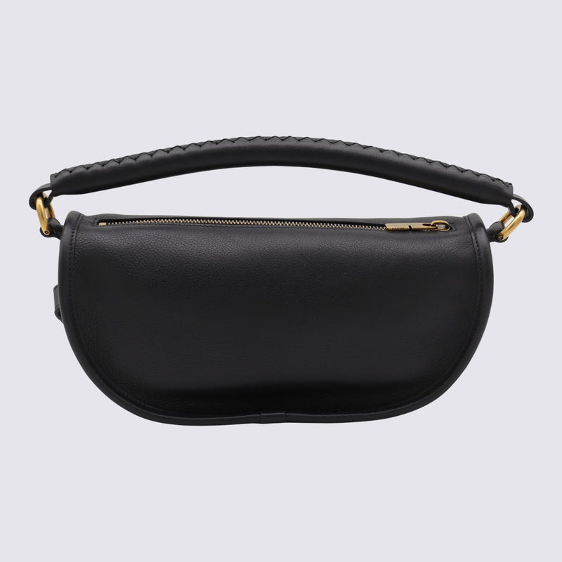 Burberry Black Leather Clip Shoulder Bag