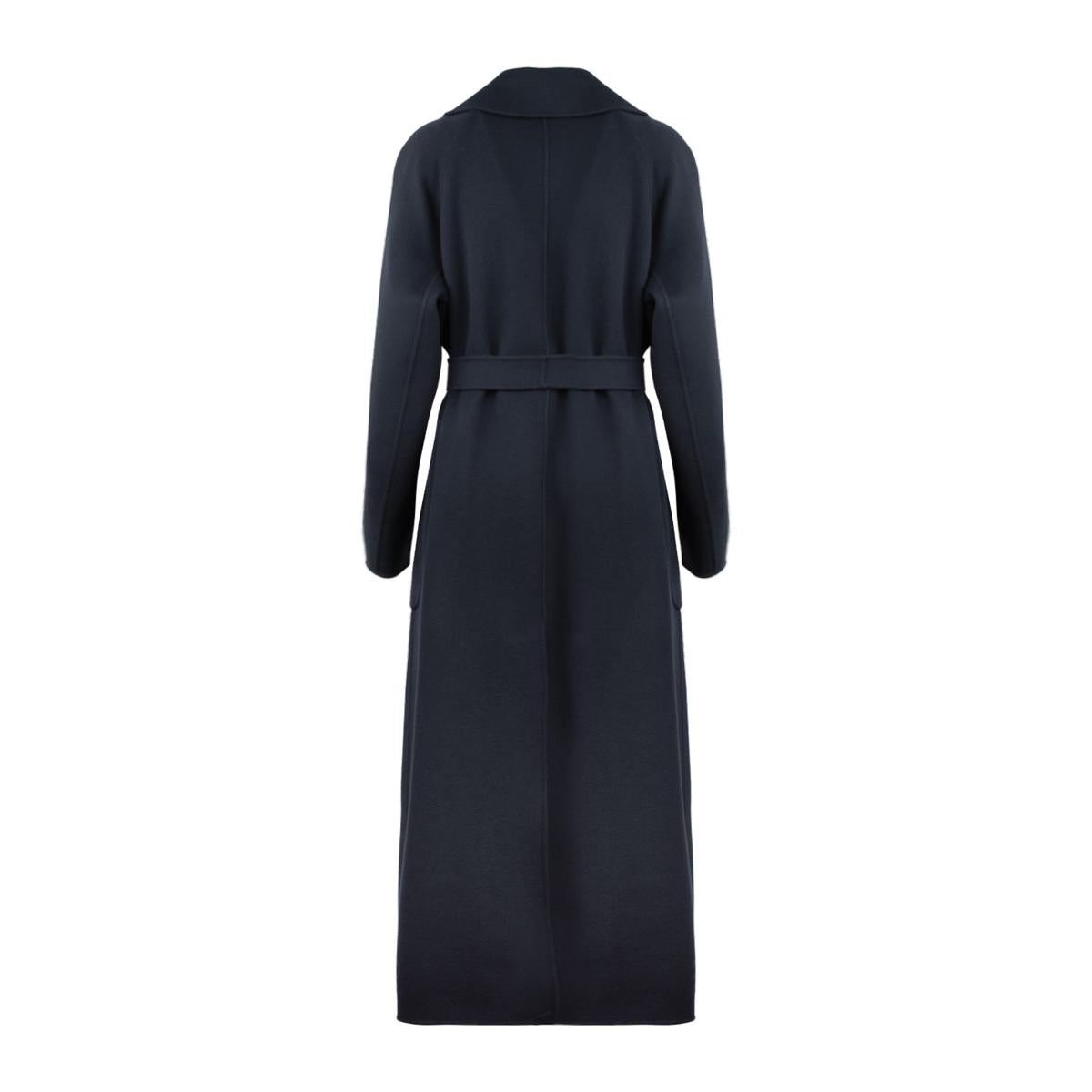 Max Mara Midnight Blue Wool Long Robe Coat
