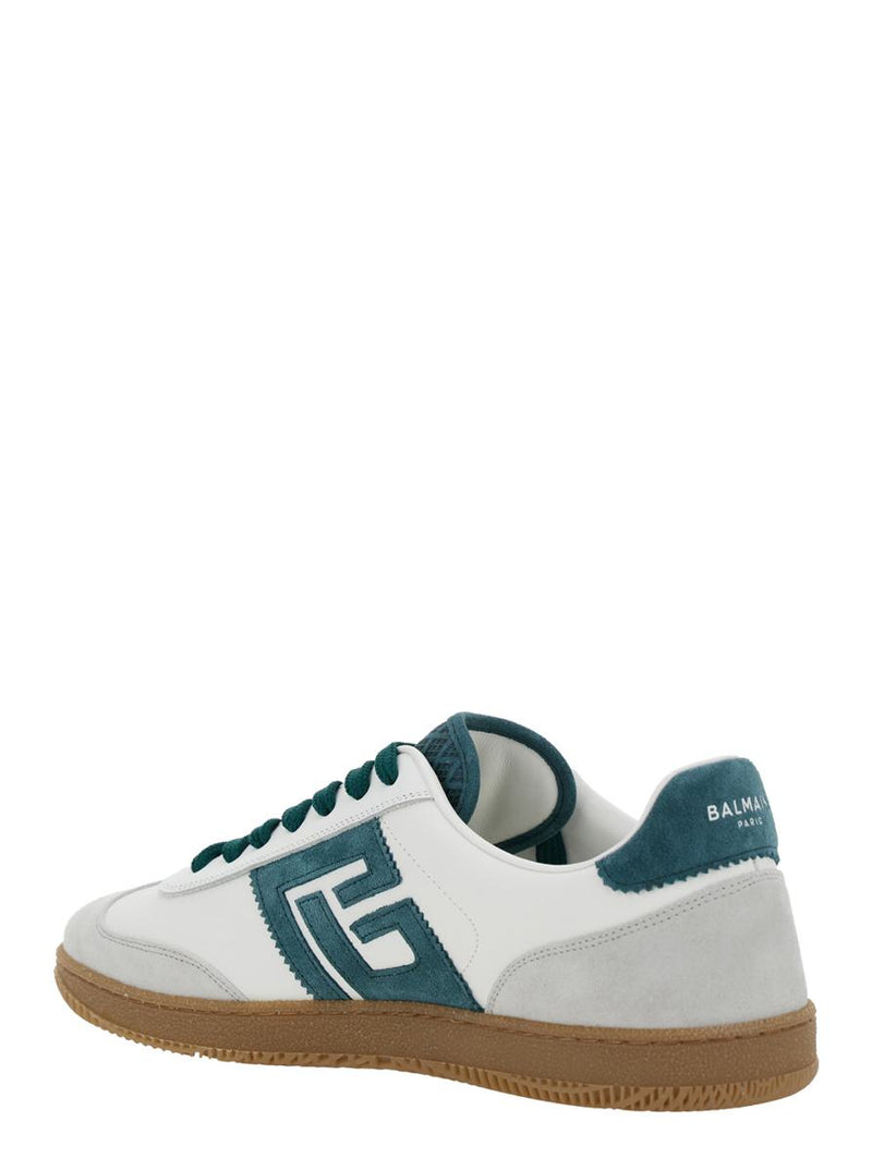 'Swan' White Low Top Sneakers With Logo On The Side And Contrasting Heel With Logo Lettering In Leather Man
