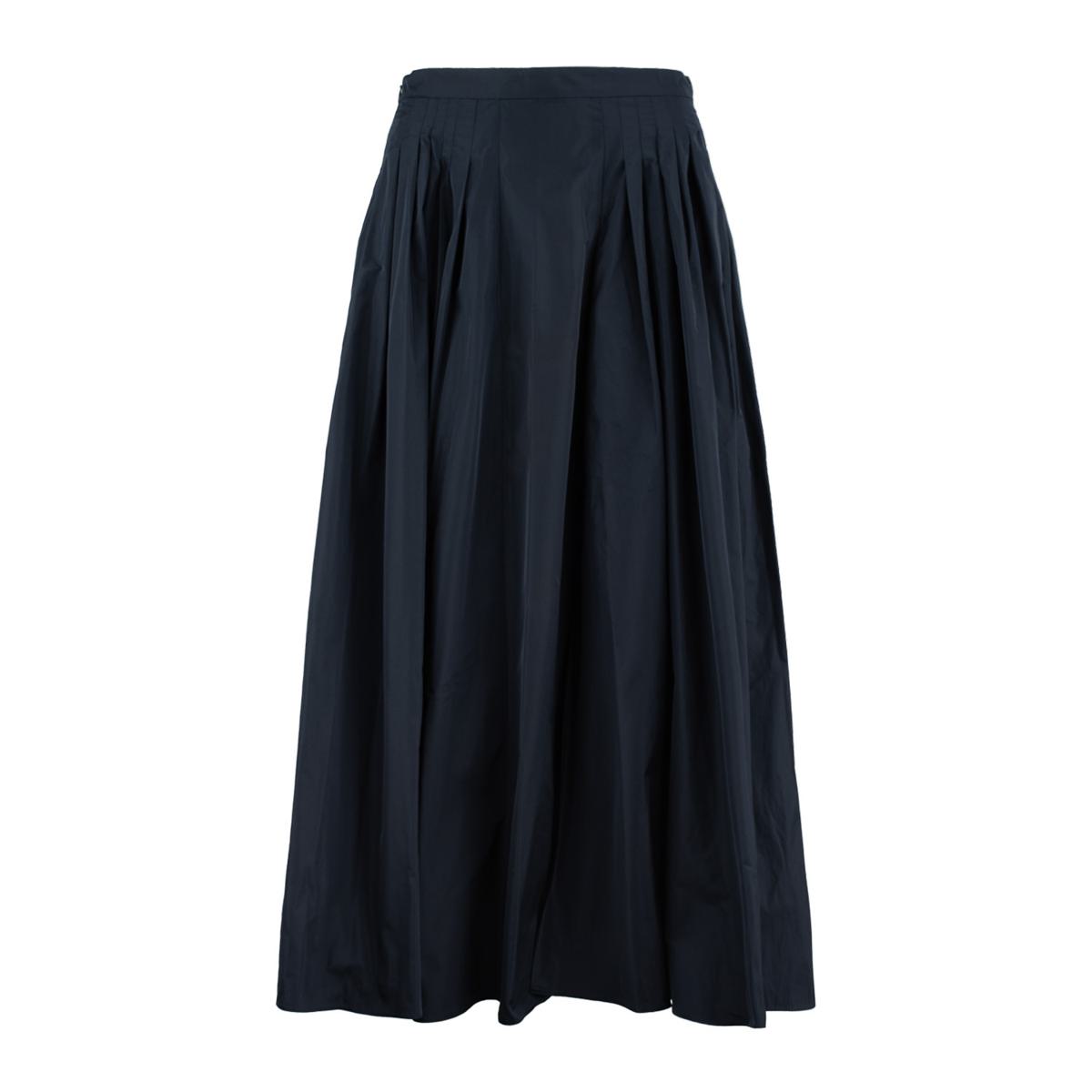 Max Mara Navy Blue Taffeta Pleated Skirt