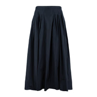 Max Mara Navy Blue Taffeta Pleated Skirt