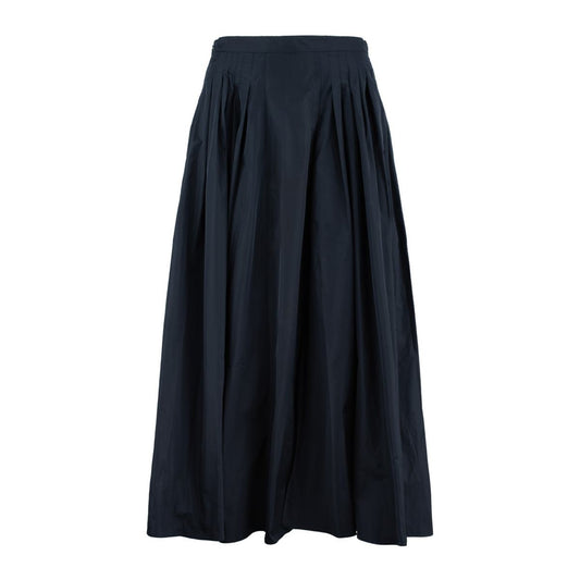 Max Mara Navy Blue Taffeta Pleated Skirt