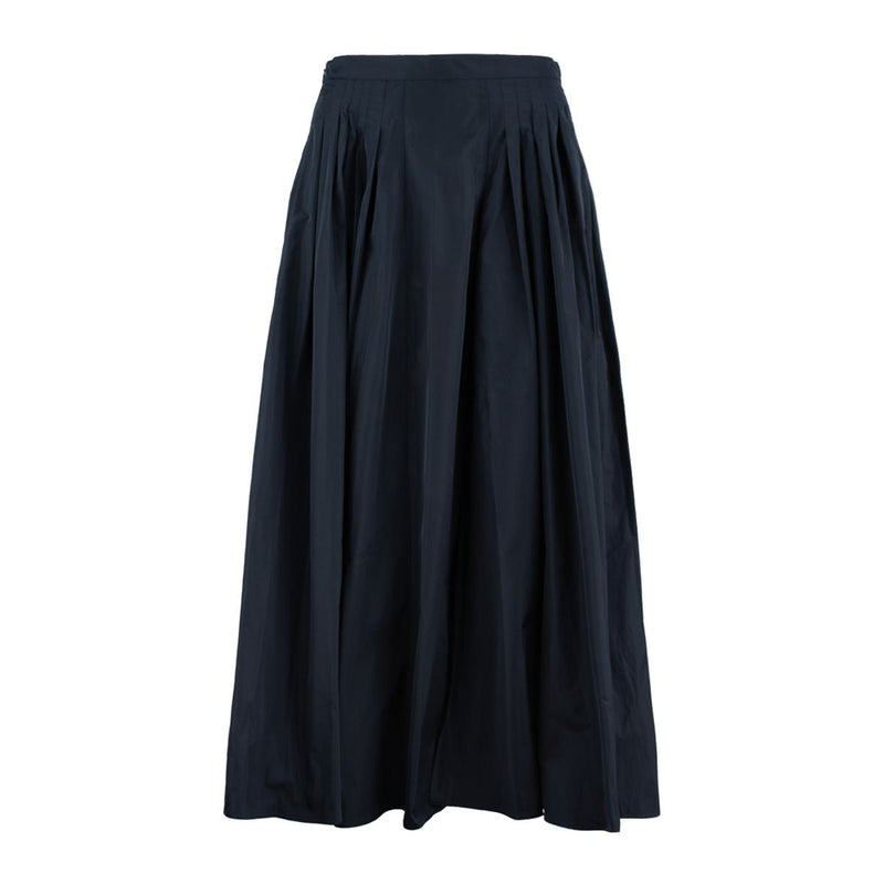 Max Mara Navy Blue Taffeta Pleated Skirt
